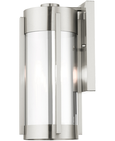 Shop Livex Sheridan 2 Light Outdoor Wall Lantern In Brushed Nickel