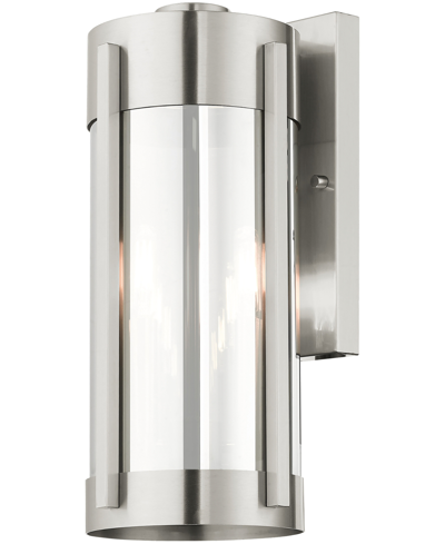 Shop Livex Sheridan 2 Light Outdoor Wall Lantern In Brushed Nickel