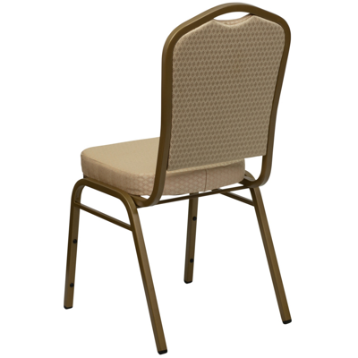 Shop Flash Furniture Hercules Series Crown Back Stacking Banquet Chair In Beige Patterned Fabric In Gold