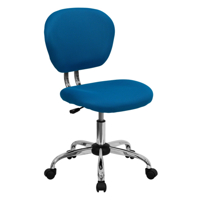 Shop Flash Furniture Mid-back Turquoise Mesh Swivel Task Chair With Chrome Base In Blue