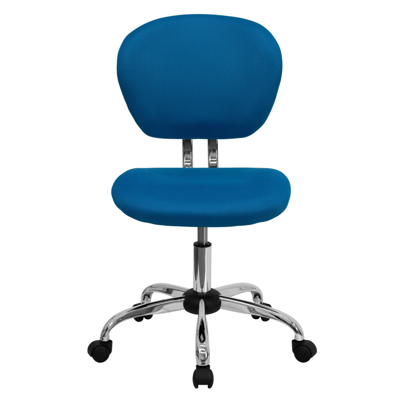 Shop Flash Furniture Mid-back Turquoise Mesh Swivel Task Chair With Chrome Base In Blue