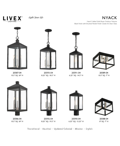 Livex Nyack 1 Light Outdoor Post Top Lantern In Black With Brushed