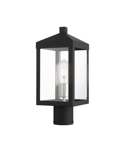 Livex Nyack 1 Light Outdoor Post Top Lantern In Black With Brushed