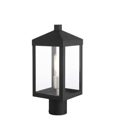 Livex Nyack 1 Light Outdoor Post Top Lantern In Black With Brushed