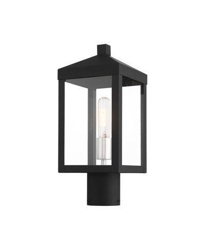 Livex Nyack 1 Light Outdoor Post Top Lantern In Black With Brushed