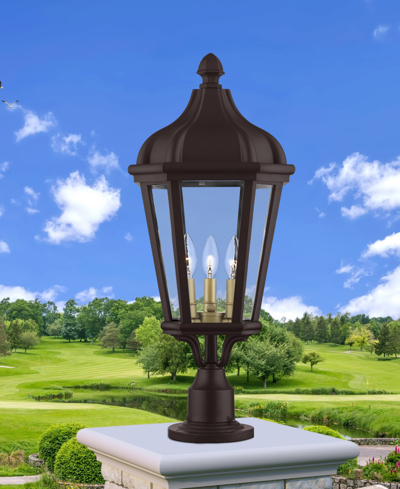 Shop Livex Morgan 3 Light Outdoor Post Top Lantern In Bronze With Antique Gold