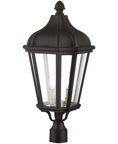 Livex Morgan 3 Light Outdoor Post Top Lantern In Bronze With Antique Gold