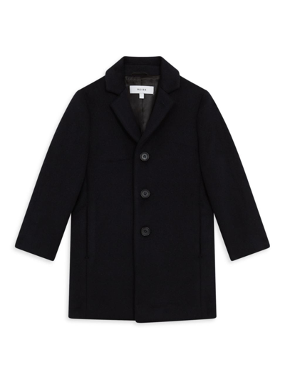 Shop Reiss Little Boy's & Boy's Gable Woll-blend Overcoat In Navy