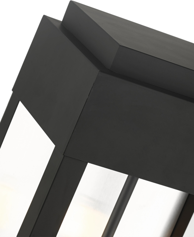 Livex York 2 Light Outdoor Wall Lantern In Black With Brushed Nickel