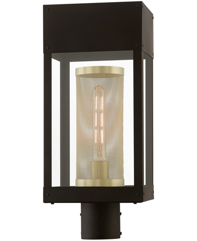 Shop Livex Franklin 1 Light Outdoor Post Top Lantern In Bronze With Soft Gold