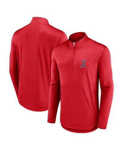 Shop Fanatics Men's  Red Los Angeles Angels Quarterback Quarter-zip Top