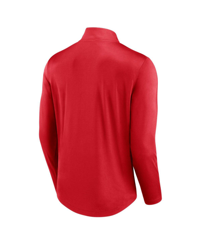 Shop Fanatics Men's  Red Los Angeles Angels Quarterback Quarter-zip Top