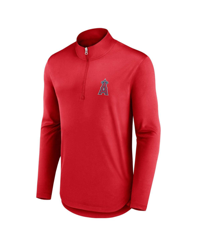 Shop Fanatics Men's  Red Los Angeles Angels Quarterback Quarter-zip Top