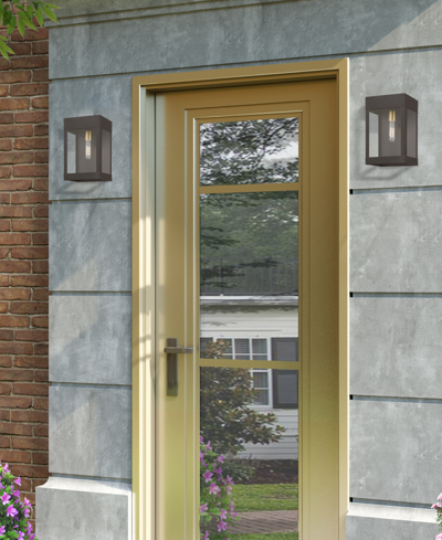 Livex Barrett 1 Light Outdoor Wall Lantern In Bronze With Antique Brass