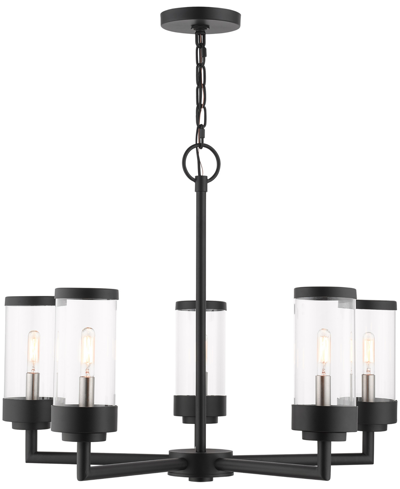 Livex Hillcrest 5 Light Outdoor Chandelier In Textured Black