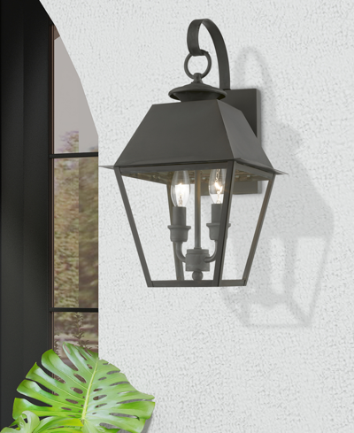 Livex Wentworth 2 Light Outdoor Medium Wall Lantern In Charcoal