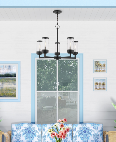 Livex Hillcrest 5 Light Outdoor Chandelier In Textured Black