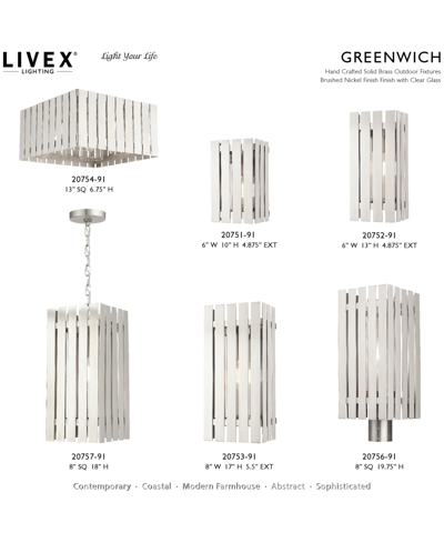 Livex Greenwick 1 Light Outdoor Post Top Lantern In Brushed Nickel