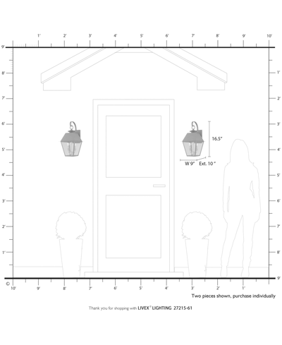 Livex Wentworth 2 Light Outdoor Medium Wall Lantern In Charcoal