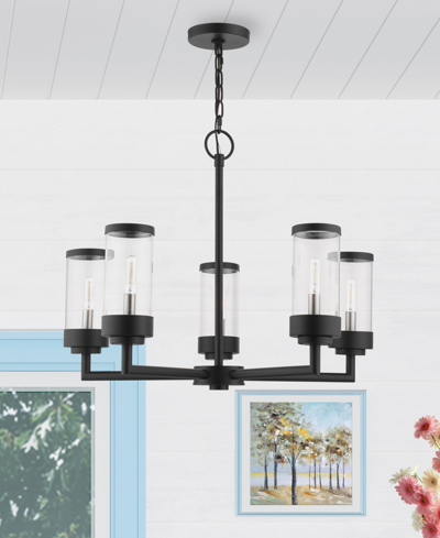 Livex Hillcrest 5 Light Outdoor Chandelier In Textured Black