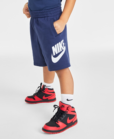 Shop Nike Little Boys French Terry Shorts In Midnight Navy