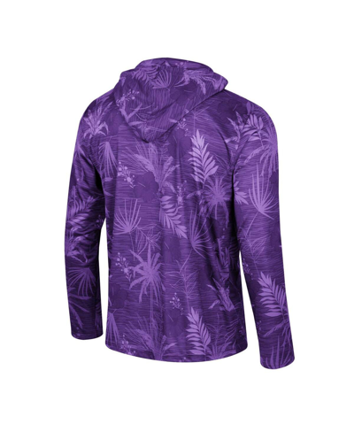 Colosseum Men's Purple Clemson Tigers Palms Printed Lightweight Quarter-zip Hooded Top In Purple