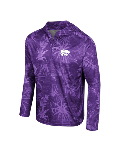 Colosseum Men's Purple Clemson Tigers Palms Printed Lightweight Quarter-zip Hooded Top In Purple
