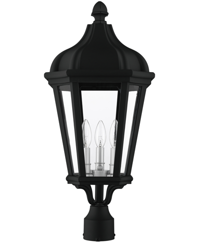 Livex Morgan 3 Light Outdoor Post Top Lantern In Textured Black With