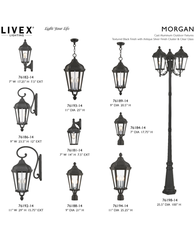 Livex Morgan 3 Light Outdoor Post Top Lantern In Textured Black With
