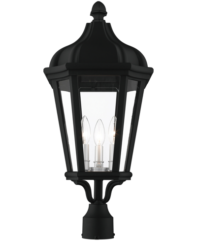 Livex Morgan 3 Light Outdoor Post Top Lantern In Textured Black With