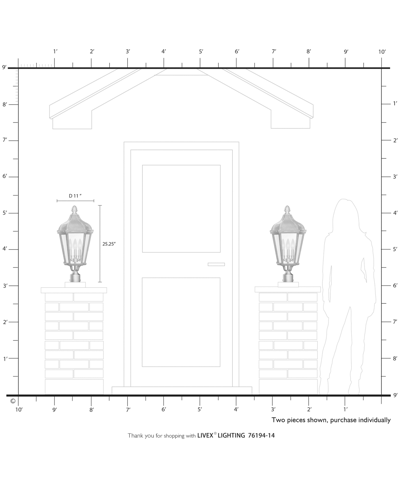 Livex Morgan 3 Light Outdoor Post Top Lantern In Textured Black With