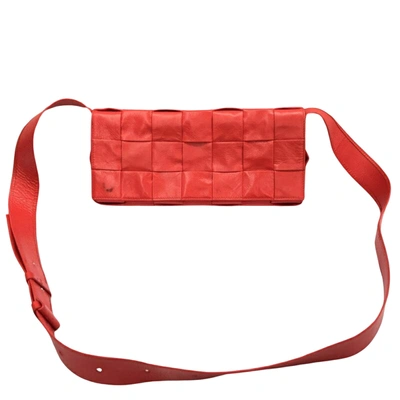Shop Bottega Veneta Cassette Red Leather Shoulder Bag ()