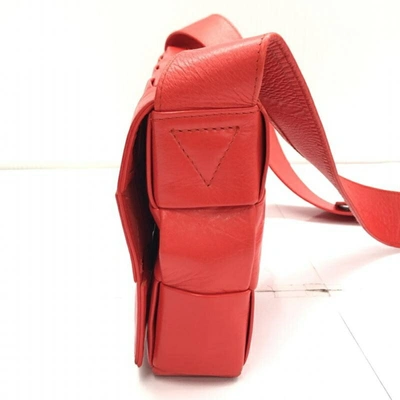 Shop Bottega Veneta Cassette Red Leather Shoulder Bag ()