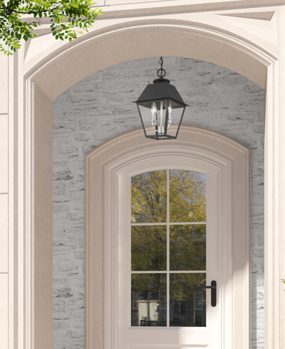 Livex Wentworth 2 Light Outdoor Pendant Lantern In Black With Brushed Nickel