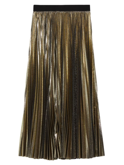 Shop Weekend Max Mara Women's Nurra Pleated Metallic Maxi Skirt In Gold