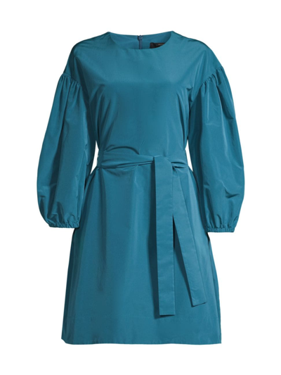Shop Weekend Max Mara Women's Jangy Cotton-blend Puff-sleeve Minidress In Blue
