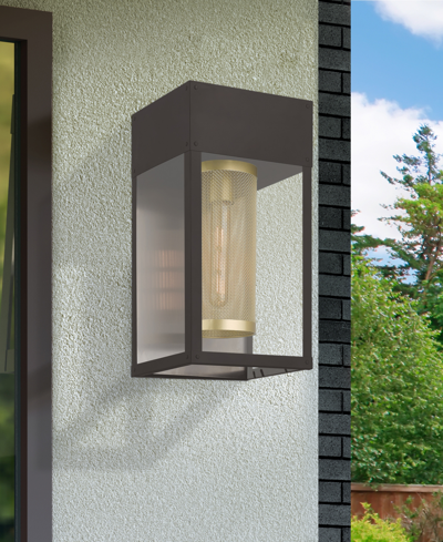 Livex Franklin 1 Light Outdoor Wall Lantern In Bronze With Soft Gold