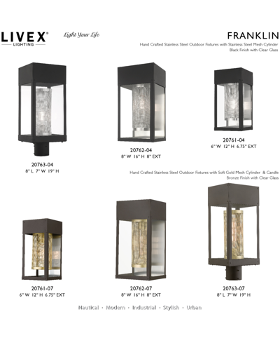 Livex Franklin 1 Light Outdoor Wall Lantern In Bronze With Soft Gold