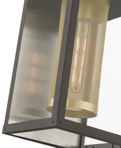Livex Franklin 1 Light Outdoor Wall Lantern In Bronze With Soft Gold