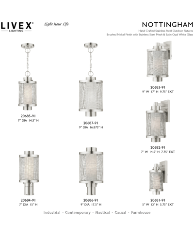 Livex Nottingham 1 Light Wall Lantern In Brushed Nickel