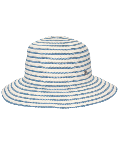 Shop Lauren Ralph Lauren Tri Color Striped Sunhat In Cream,blue