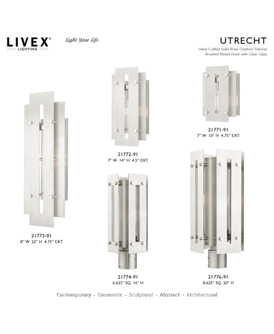 Livex Utrecht 1 Light Outdoor Post Top Lantern In Brushed Nickel