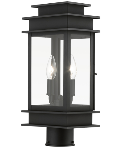 Livex Princeton 2 Light Outdoor Medium Post Top Lantern In Black