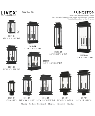 Livex Princeton 2 Light Outdoor Medium Post Top Lantern In Black