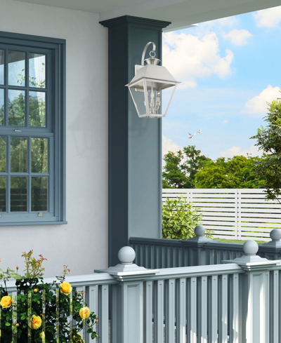 Livex Wentworth 3 Light Outdoor Large Wall Lantern In Brushed Nickel
