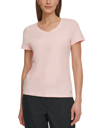 Shop Dkny Sport Women's V-neck Short-sleeve T-shirt In Crystal Rose