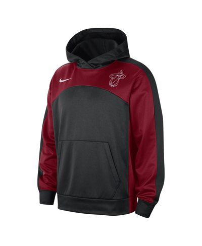 Shop Nike Men's  Black, Red Miami Heat Authentic Starting Five Force Performance Pullover Hoodie In Black,red