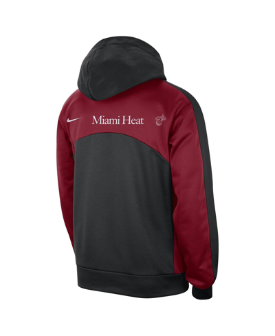 Shop Nike Men's  Black, Red Miami Heat Authentic Starting Five Force Performance Pullover Hoodie In Black,red