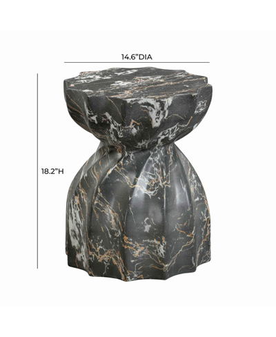 Tov Furniture 1 Pc. Marble Finish Indoor, Outdoor Concrete Stool In Black