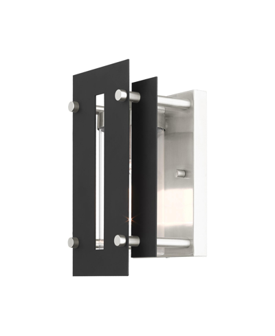 Livex Utrecht 1 Light Outdoor Wall Lantern In Black With Brushed